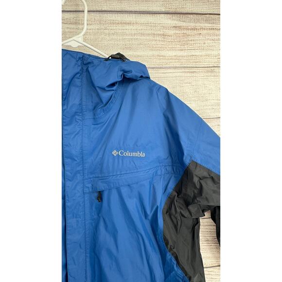Columbia Omni-Tech Rain jacket Mens XLT Blue Black Full Zip Packable - Picture 4 of 16